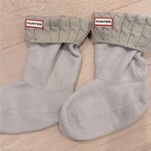 Hunter original cable knit cuff welly boot socks in Greige - L(9-11)